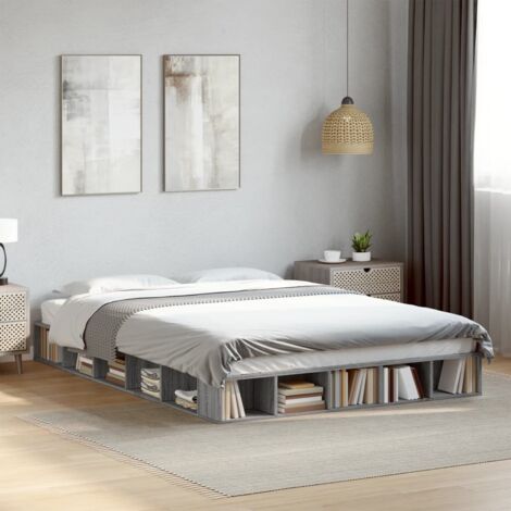 Bettgestell Sonoma Grau 140x200 cm aus hochwertigem Holzwerkstoff