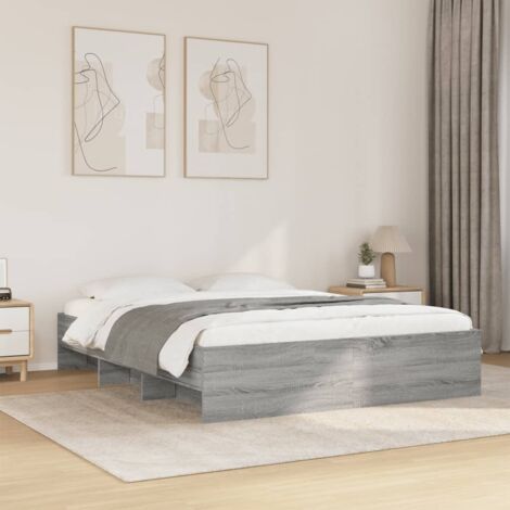 Bettgestell Sonoma Grau 160x200 cm aus Spanplatte