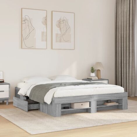 Bettgestell Sonoma Grau 160x200 cm aus Spanplatte
