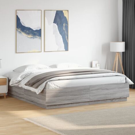 Bettgestell Sonoma Grau 180x200 cm aus Spanplatte