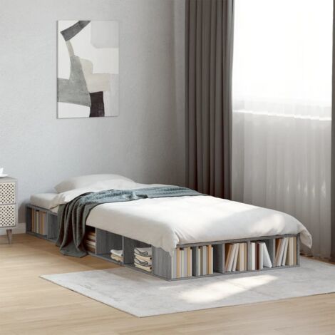 Bettgestell Sonoma Grau 90x200 cm aus Spanplatte