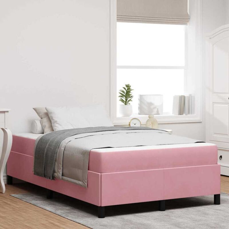 Bettgestell Mit Matratze Rosa Und Weiß 120 X 200 Cm Samt Vidaxl