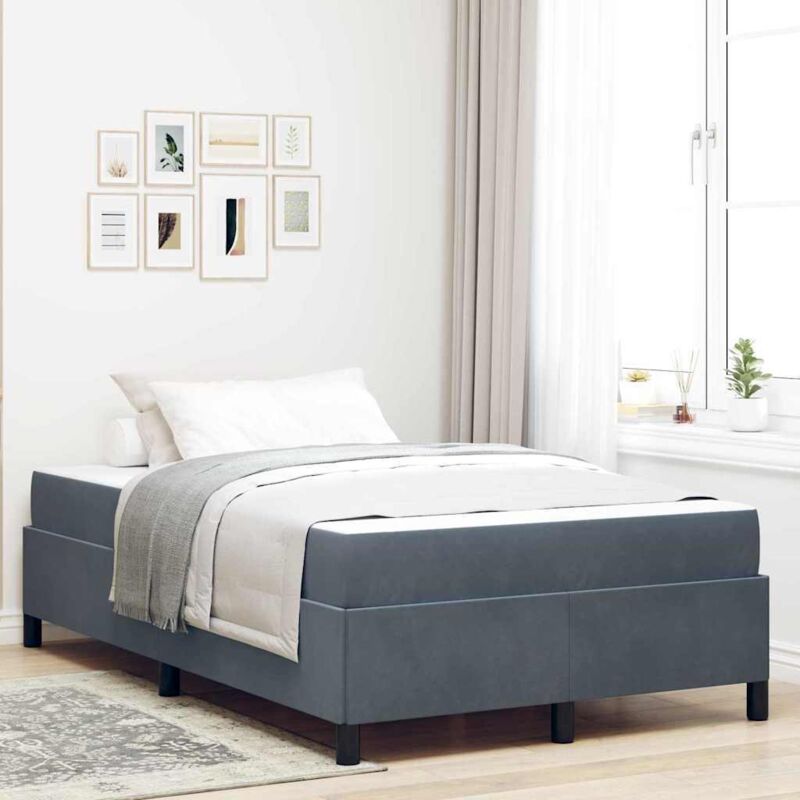 Bettgestell Mit Matratze Dunkelgrau Und Weiß 120 X 190 Cm Samt Vidaxl