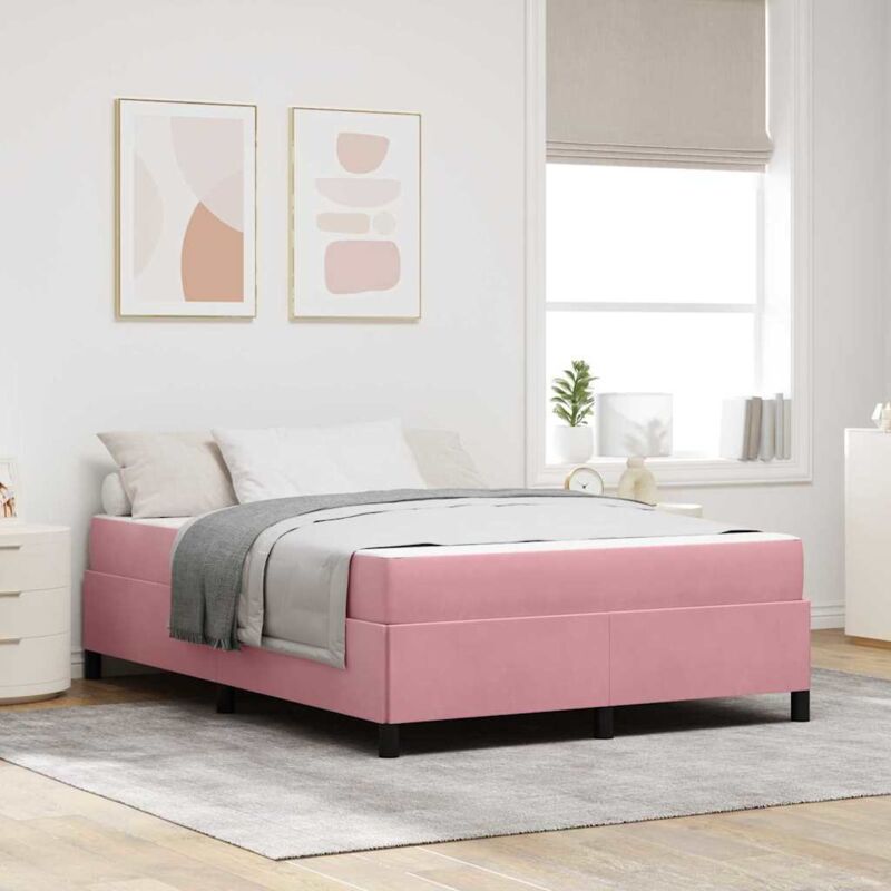 Bettgestell Mit Matratze Rosa Und Weiß 140 X 200 Cm Samt Vidaxl