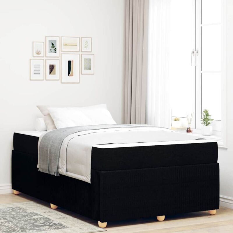 Bettgestell Mit Matratze Schwarz 120 X 190 Cm Stoff Vidaxl