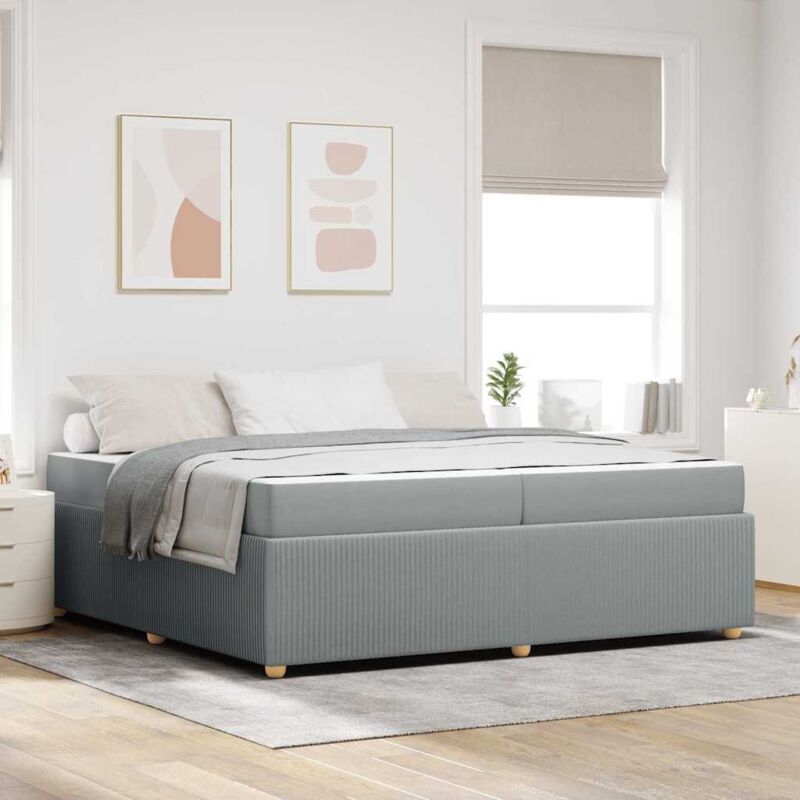 Vidaxl - Bettgestell Mit Matratze Hellgrau 200 X 200 Cm Stoff