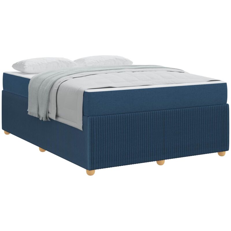 Bettgestell Mit Matratze Mit Matratze Blau 140 X 200 Cm Stoff Vidaxl