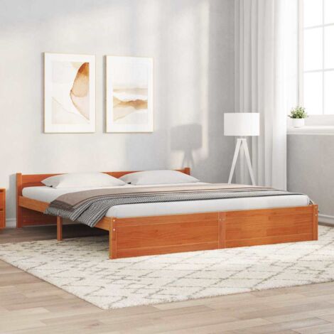 Bettgestell Wachsbraun 180 x 200 cm Massivholz Kiefer vidaXL
