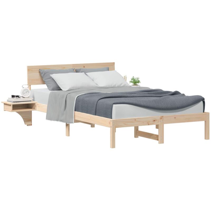 Bettgestell Mit Nachttischen Braun Massivholz Kiefer Vidaxl