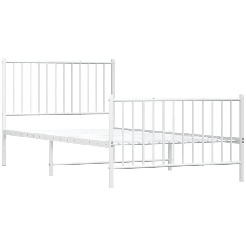 Bettgestell Mit Kopf- Und Fußteil Metall Weiß 100x200 Cm Vidaxl