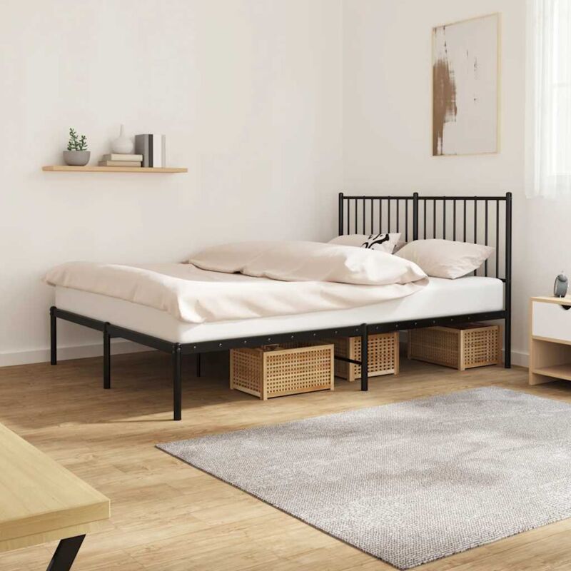 Bettgestell Mit Kopfteil Metall Schwarz 140x200 Cm Vidaxl