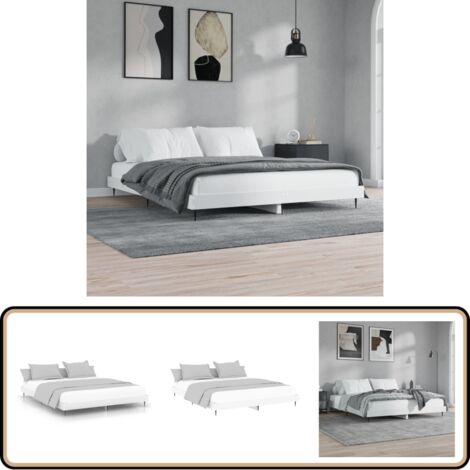 Bettgestell Weiß 120x200 cm Holzwerkstoff - Bettes Gestell - Doppelbett - Holzrahmen - Weißes Bett - Lattenrost