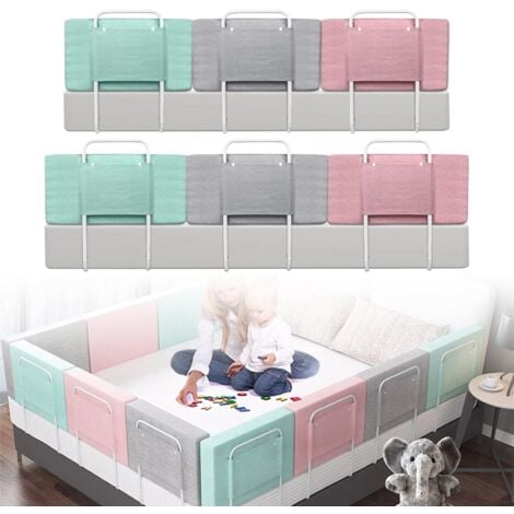 50 cm Baby Bett Rausfallschutz 5-Stufen höhenverstellbar Kinder Bettschutzgitter mit Reißverschluss Waschbarem Kinderbettgitter, für Kinderbetten, Elternbetten (Grau) NAIZY