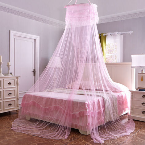 Betthimmel, Moskitonetz, Prinzessinnen-Betthimmel für Mädchenzimmer-Dekor, Rosa/Einzeltür