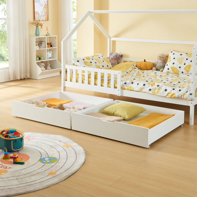 [en.casa] - Bettkasten 2er Set Ydre 97, 5x92x22 Cm Weiß