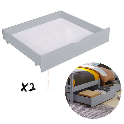 Bettkasten für Etagenbetten Kinderbett Hausbett, 2 Stk. Schubladen mit Rollen 88 x 63 x 11cm (Grau)