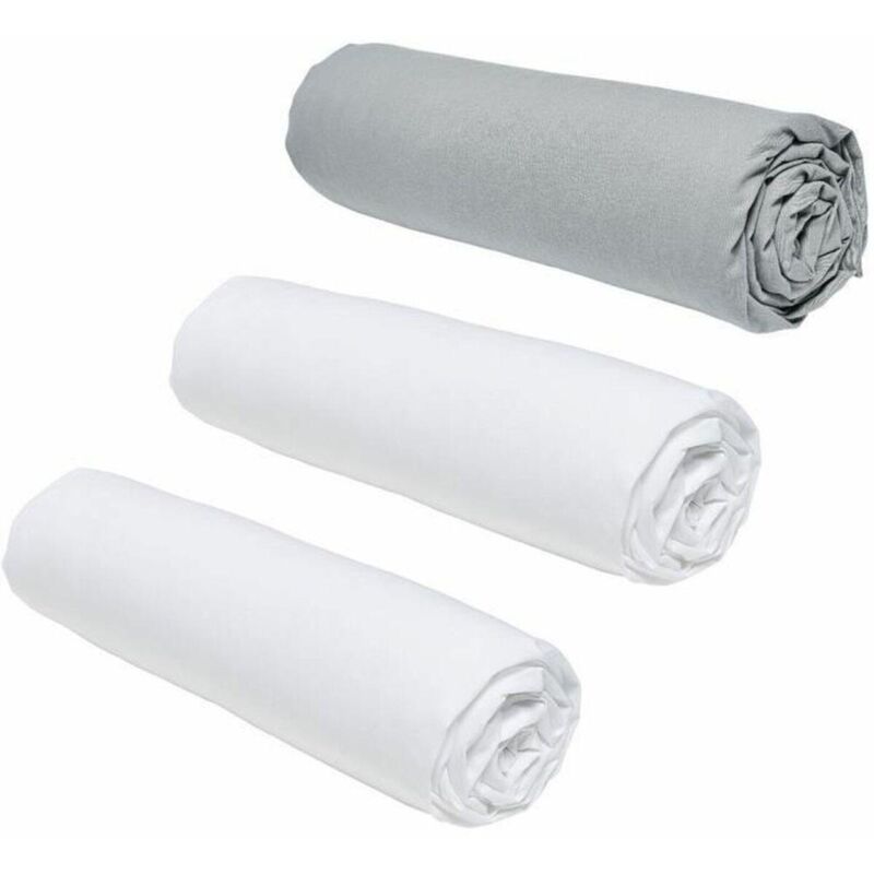 Today Essential 3er Set Spannbettlaken Kreide Stahl 140x190 Cm
