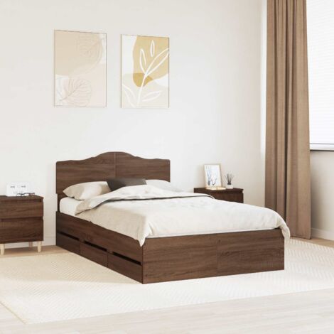 Bettrahmen Braun Eichen-Optik 120 x 190 cm Ingenieurs Holz vidaXL