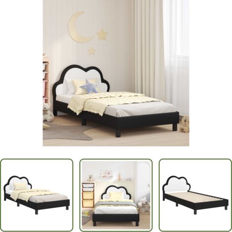 Bettrahmen -  Kinderbettgestell mit Kopfteil Schwarz 90 x 190 cm PU