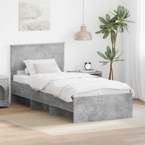 Bettrahmen mit Kopfteil Beton Grau 80 x 200 cm Holzwerkstoff vidaXL
