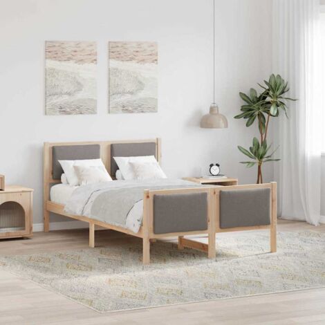 Bettrahmen mit Kopfteil Taupe 120 x 200 cm Stoff vidaXL