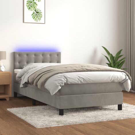 Bettrahmen mit Latten und Matratze LED Grau 100x200 cm