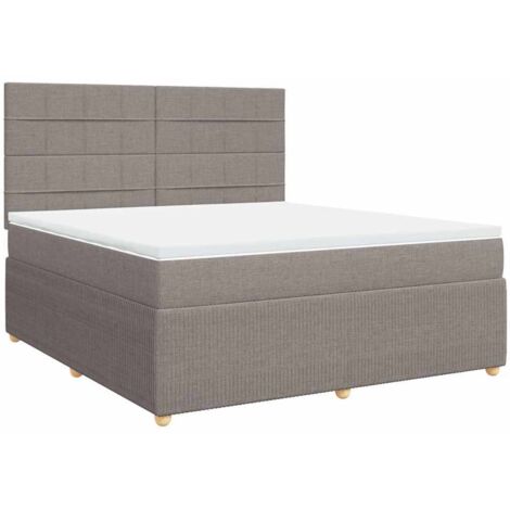 Bettrahmen mit Lattenrost und Matratze Taupe 180x200 cm Stoff
