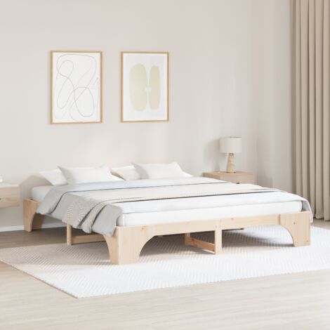 Bettrahmen Natur 180 x 200 cm Massives Kiefernholz vidaXL