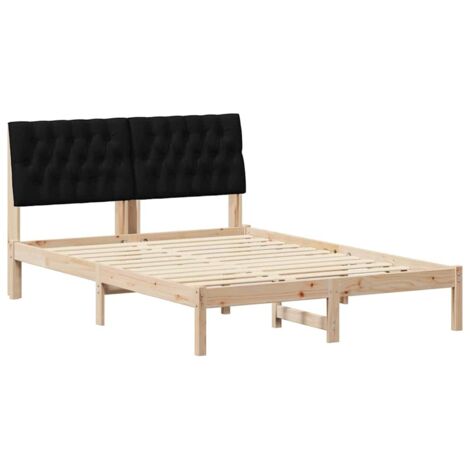 Bettrahmen Schwarz 140 x 190 cm Massives Kiefernholz vidaXL