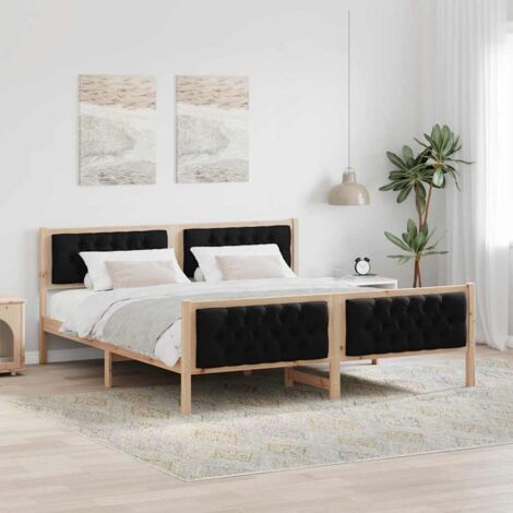 Bettrahmen Schwarz 180 x 200 cm Massives Kiefernholz vidaXL