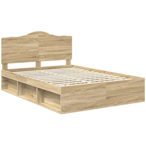Bettrahmen Sonoma 140 x 190 cm Massives Kiefernholz vidaXL