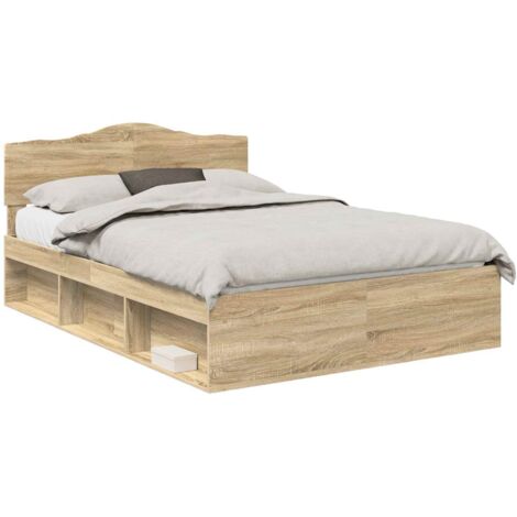 Bettrahmen Sonoma 140 x 190 cm Massives Kiefernholz vidaXL