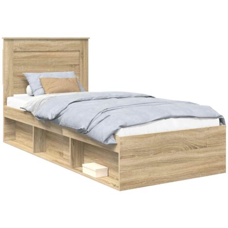 Bettrahmen Sonoma-Eiche 75 x 190 cm Massives Kiefernholz vidaXL