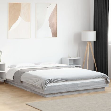 Bettrahmen Sonoma Grau 120x200 cm aus Spanplatte