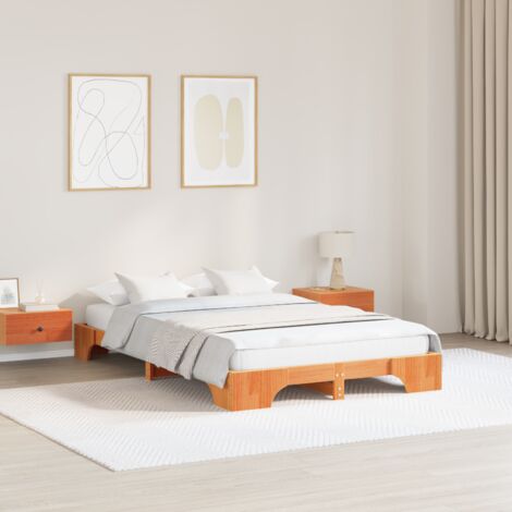 Bettrahmen Wachsbraun 120 x 190 cm Massives Kiefernholz vidaXL