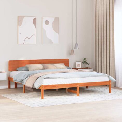 Bettrahmen Wachsbraun 180 x 200 cm Massives Kiefernholz vidaXL