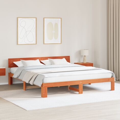 Bettrahmen Wachsbraun 180 x 200 cm Massives Kiefernholz vidaXL