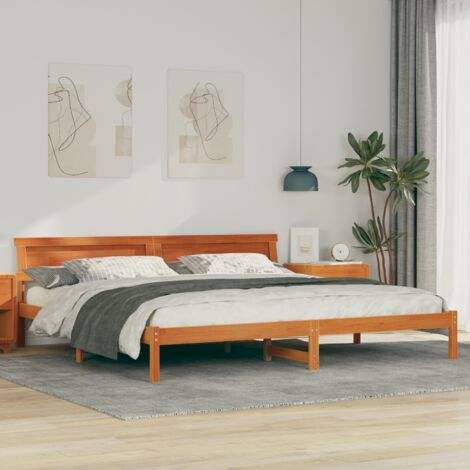 Bettrahmen Wachsbraun 180 x 200 cm Massives Kiefernholz vidaXL