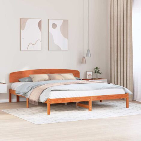 Bettrahmen Wachsbraun 180 x 200 cm Massives Kiefernholz vidaXL