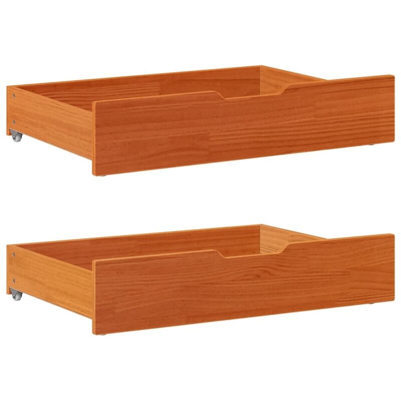 Bettschubladen 2 Stk. Wachsbraun 80x55x17 Cm Massivholz Kiefer Vidaxl