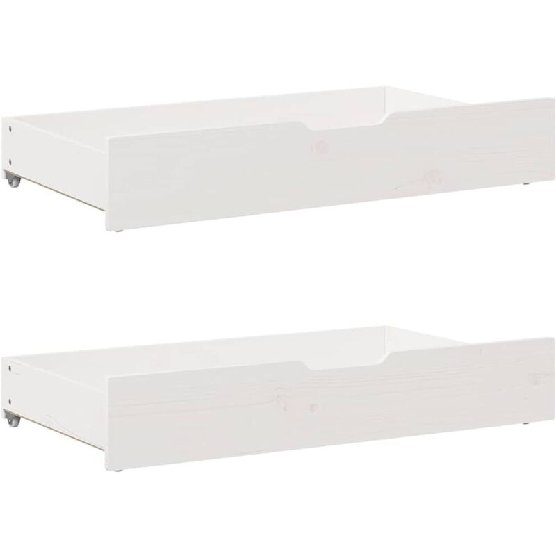 Bettschubladen 2 Stk. Weiß 90x55x17 Cm Massivholz Kiefer - Vidaxl