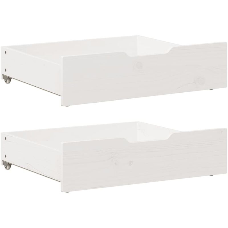 Bettschubladen 2 Stk. Weiß 75x55x17 Cm Massivholz Kiefer - Vidaxl