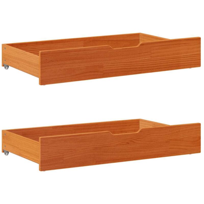 Bettschubladen 2 Stk. Wachsbraun 95x55x17 Cm Massivholz Kiefer Vidaxl