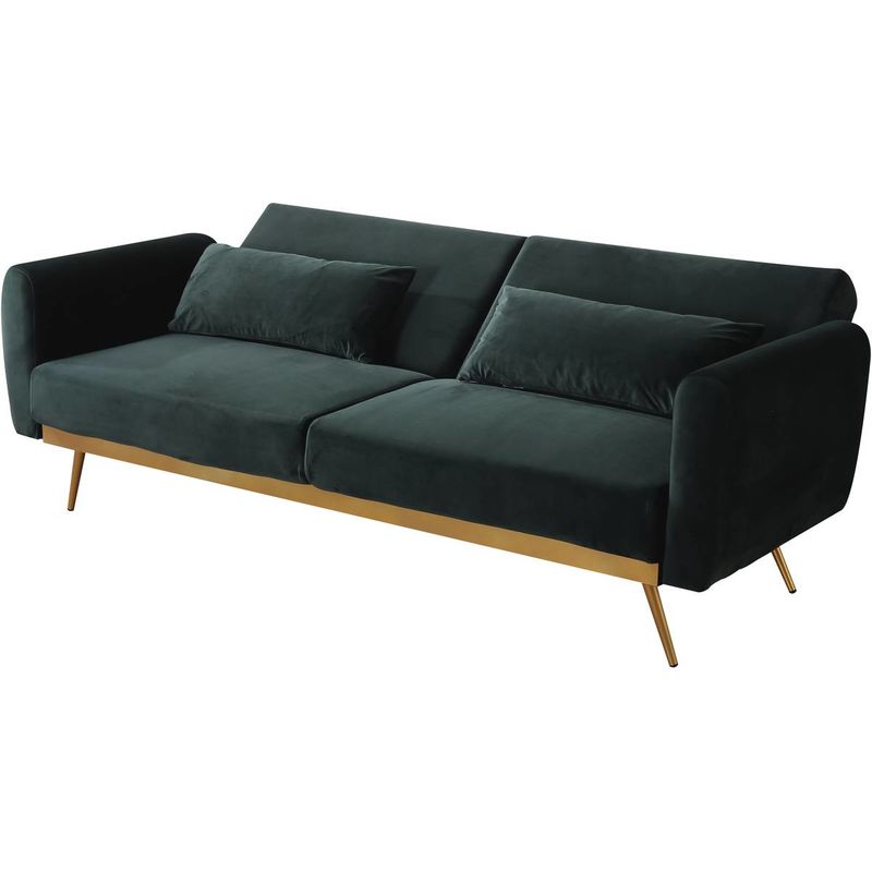 Bettsofa mit Schlaffunktion aus dunkelgrünem Samt Donia - 203 x 81 x 83 cm - 3-Sitzer-Sofa