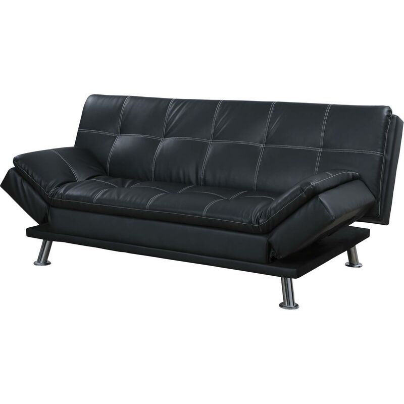 Bettsofa mit Schlaffunktion Jason - 185 x 96 x 86 cm - 3-Sitzer-Sofa - Schwarz