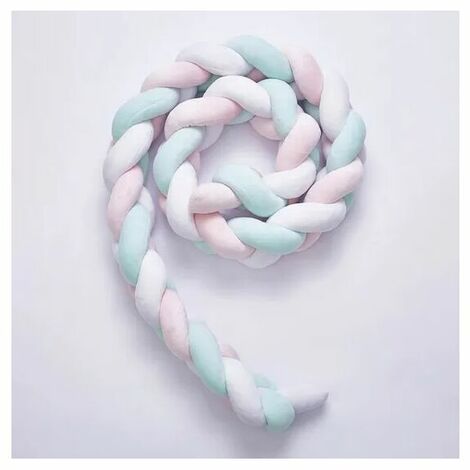 JUNJUN Bettumrandungskissen, Schlangenmuster, gewebter Samt, Kindersicherheitsschutz, 2 m, Weiß, Grün, Rosa