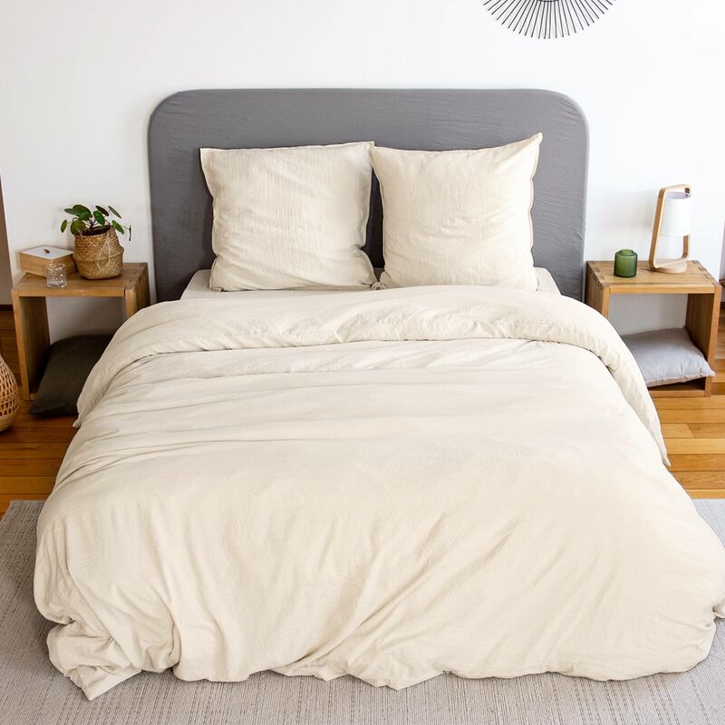 Bettwäche-set Sandgelb Aus Vorgewaschener Mikrofaser Für Ein Doppelbett - 240 X 220 Cm - Sweeek