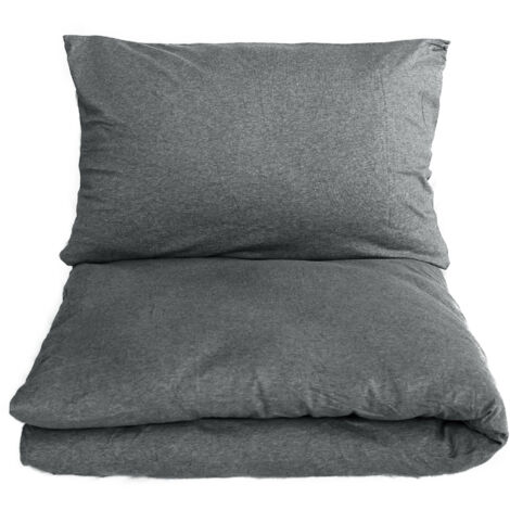 Bettwäsche 100% Baumwolle Jersey – Ganzjahresbettwäsche, einfarbiges Design & wendbar 135 x 200 cm