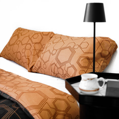 Bettwäsche aus 100% Baumwolle mit Kissen- und Deckenbezug in Hexagon Design 200x200 cm