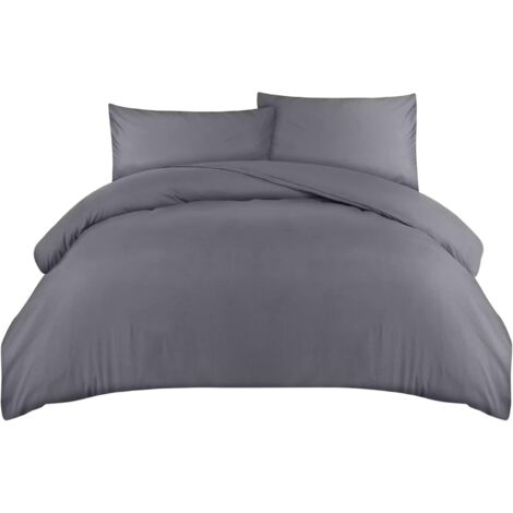 Bettwäsche: Bettbezug 220 x 240 cm mit 2 Kissenbezügen 50 x 75 cm (grau) – Bettwäsche-Set 220 x 240 cm – Bettbezug-Sets aus weich gebürsteter Mikrofaser